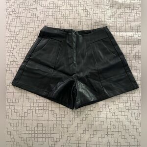 NWOT Faux Black Leather High Waist Shorts